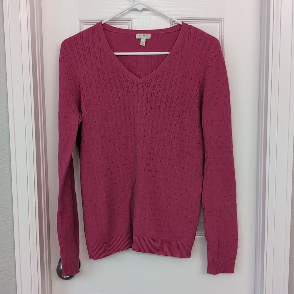 Talbots sweater pullover v neck cotton size M